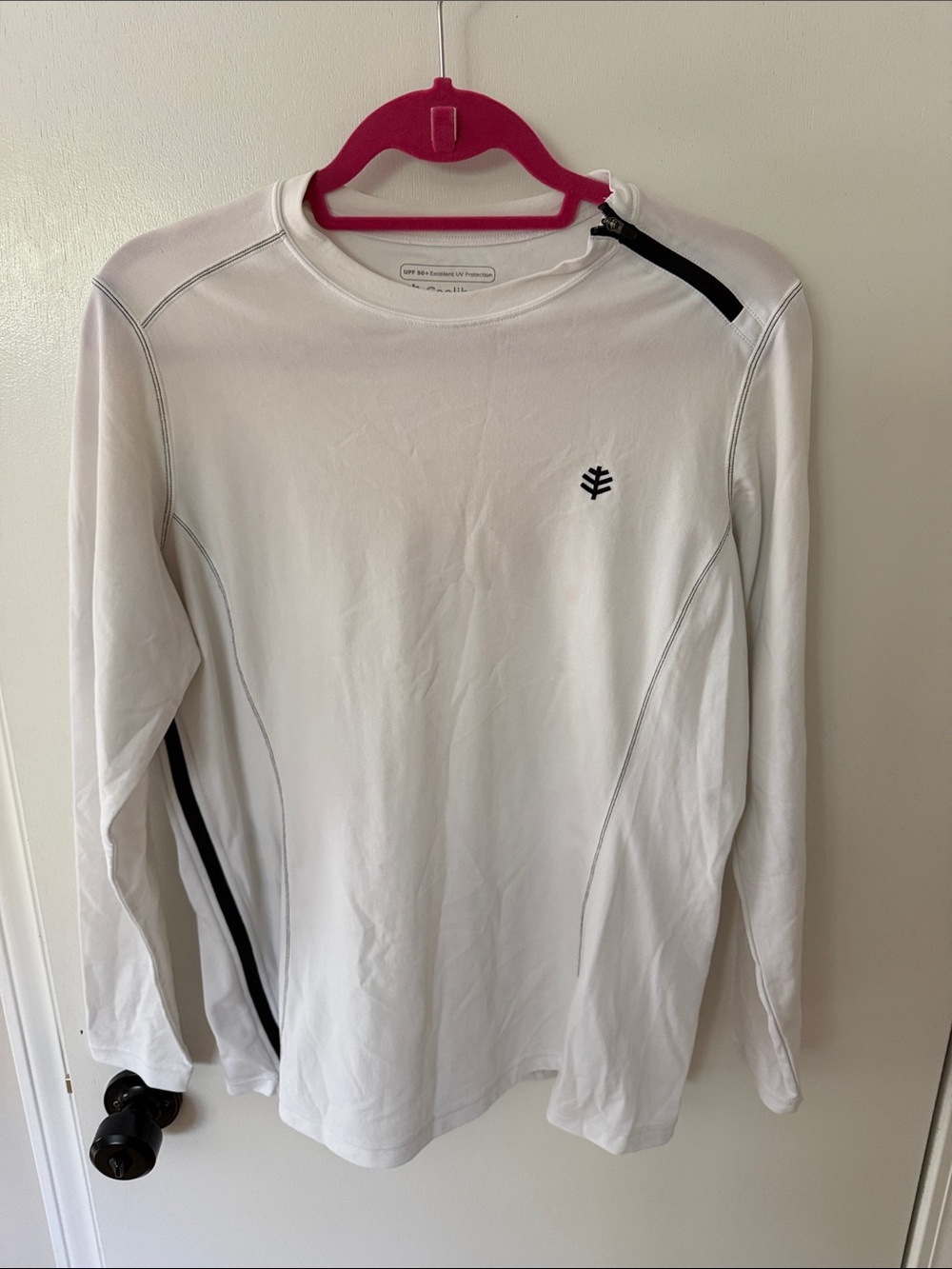 Coolibar White Long-Sleeve Swim Coverup with Black Accents